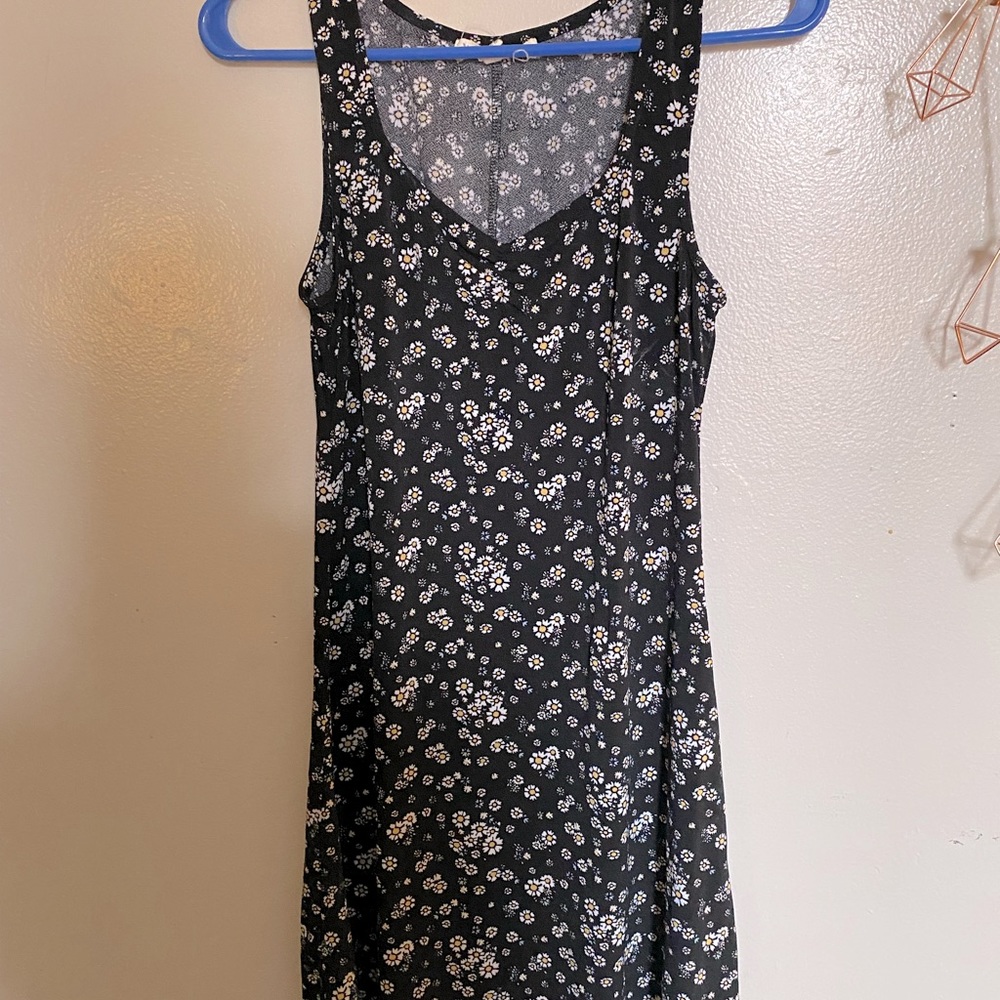 Small black sun dress with white flowers